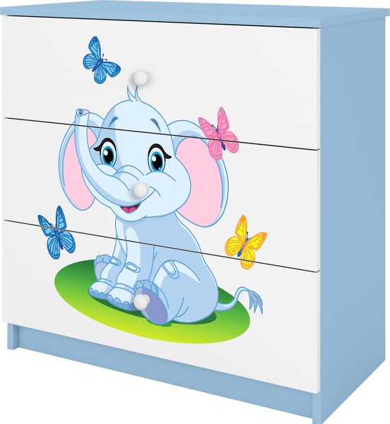 Dětská komoda slon v modré barvě Babydreams