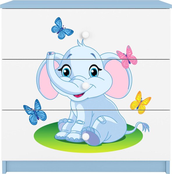 Dětská komoda slon v modré barvě Babydreams