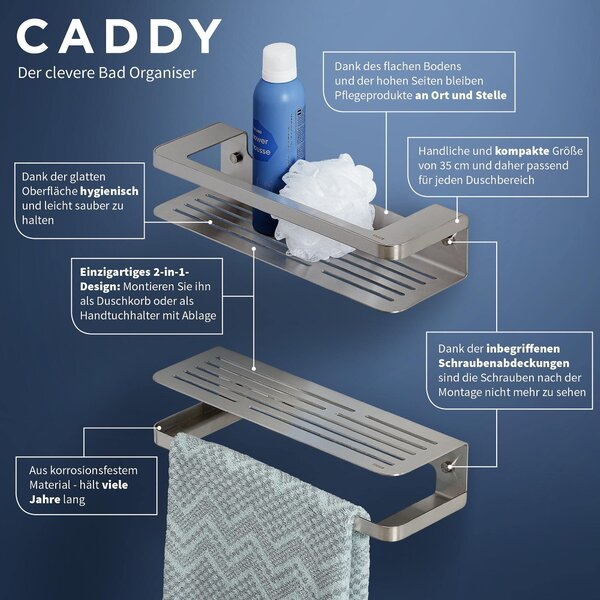 Tiger Caddy, univerzální sprchový držák 2 v 1, sloužící jako sprchový košík nebo držák na ručníky