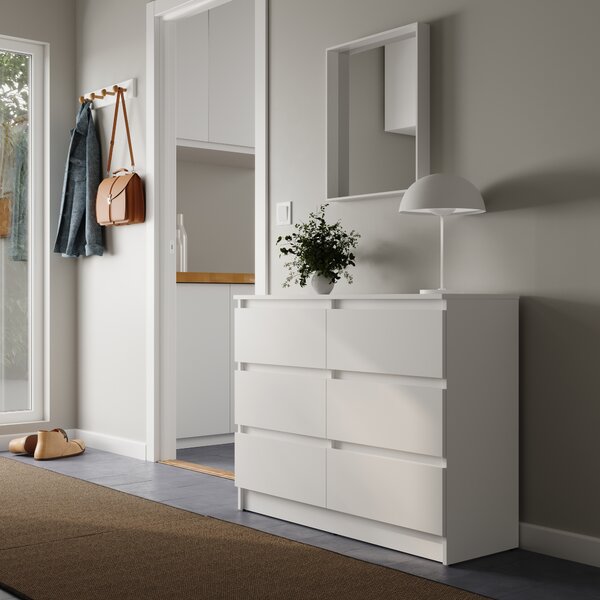 Komoda se 6 zásuvkami 100x78 cm komoda bílá dřevěná skříň komoda příborník příborník příborník organizér šířka 100 cm výška 78 cm
