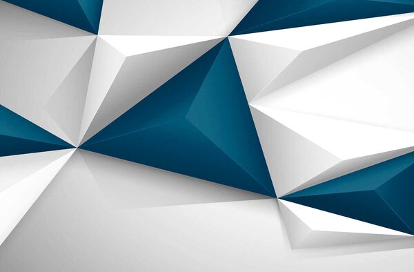Fototapeta Modré a bílé trojúhelníkové tvary, Geometrické 3D fototapety, Populární fototapety, u36343 - Tapeko.co.cz