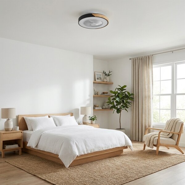 Brilagi-LED Stmív. svítidlo s ventilátorem LED/30W/230V 3000-6500K černá/dub +DO