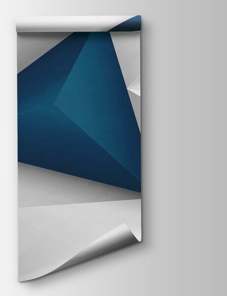 Fototapeta Modré a bílé trojúhelníkové tvary, Geometrické 3D fototapety, Populární fototapety, u36343 - Tapeko.co.cz