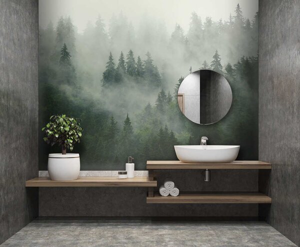 Fototapeta Mlžný les se stromy, Designové fototapety na zeď, Populární fototapety, u36439 - Tapeko.co.cz