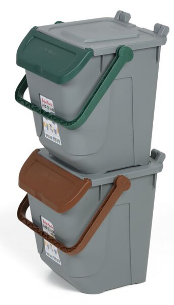 Plastový odpadkový koš na třídění odpadu ECOLOGY, 25 l, šedá/zelená