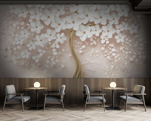 Fototapeta Elegantní bílé květiny v elegantní váze, 3D fototapety, Populární fototapety, u37065v3 - Tapeko.co.cz