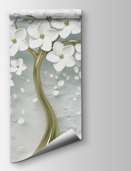 Fototapeta Strom s bílými květy a listy, 3D fototapety, Populární fototapety, u37065v1 - Tapeko.co.cz