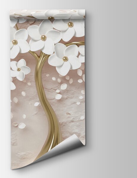 Fototapeta Elegantní bílé květiny v elegantní váze, 3D fototapety, Populární fototapety, u37065v3 - Tapeko.co.cz