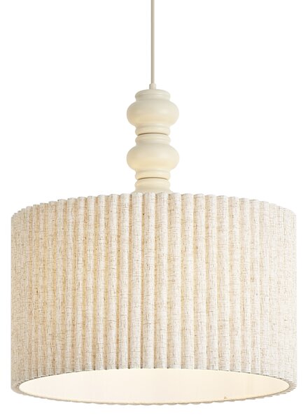 Závěsné svítidlo Japandi béžové s lněným stínidlem 50 cm - Fedde