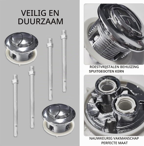 2 kusy splachovacích tlačítek, doplňky do koupelny, dvojitá splachovací tlačítka (stříbrné)