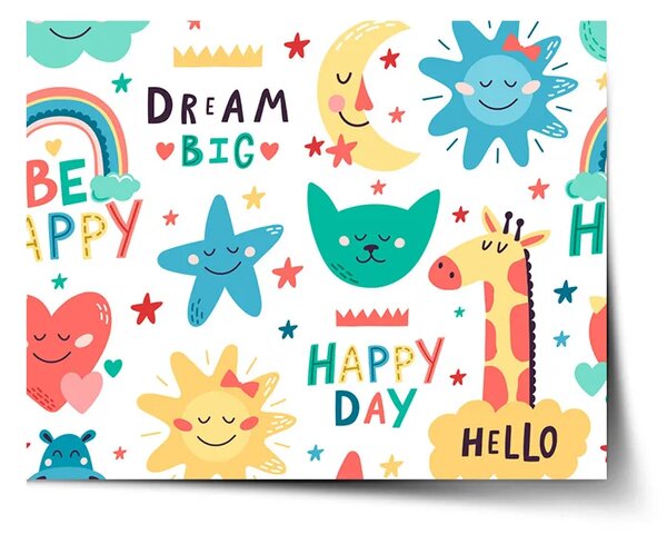 Sablio Plakát Happy day - 60x40 cm