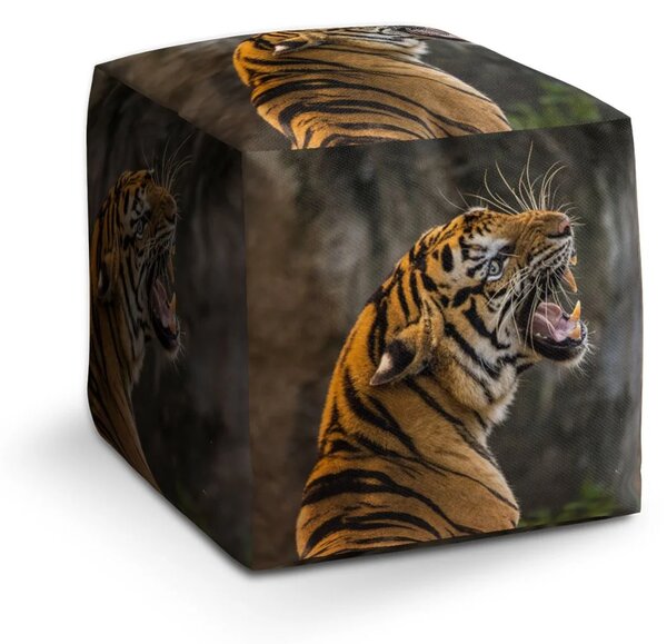 Sablio Taburet Cube Řvoucí tygr - 40x40x40 cm