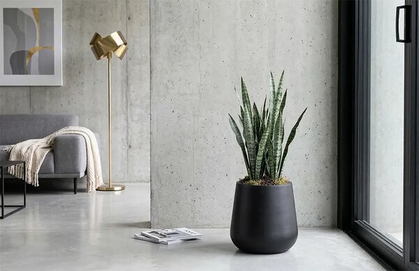 Dekorativní květináč Mia 40 cm černý – moderní design - Černá - 31 - 50 cm