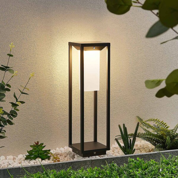 Lucande LED solární podstavec Eliel, výška 50 cm, černý, Černá, Hliník, Moderní, Venkovní sloupové světlo