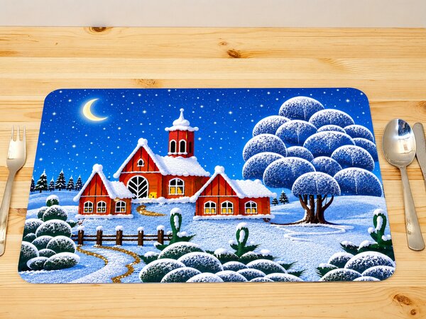 PokojovaDekorace.cz, Vánoční prostírání – Zimní kostel pod hvězdami, 43x30cm