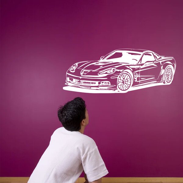 Sablio Samolepka na zeď: Závodní auto 2 - 60x24 cm