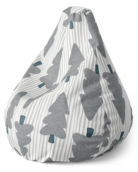 Sablio Sedací vak Pear Šedé stromky - 70 x 95 x 15 cm