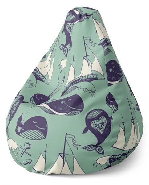 Sablio Sedací vak Pear Velryby - 70 x 95 x 15 cm