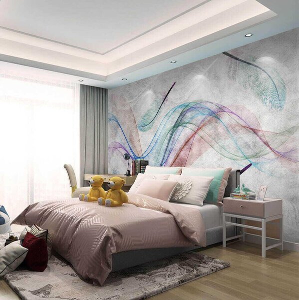 Fototapeta Barevné peří na bílém povrchu, 3D fototapety, Populární fototapety, u38932 - Tapeko.co.cz