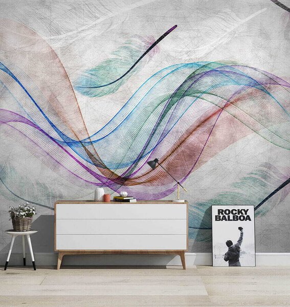 Fototapeta Barevné peří na bílém povrchu, 3D fototapety, Populární fototapety, u38932 - Tapeko.co.cz