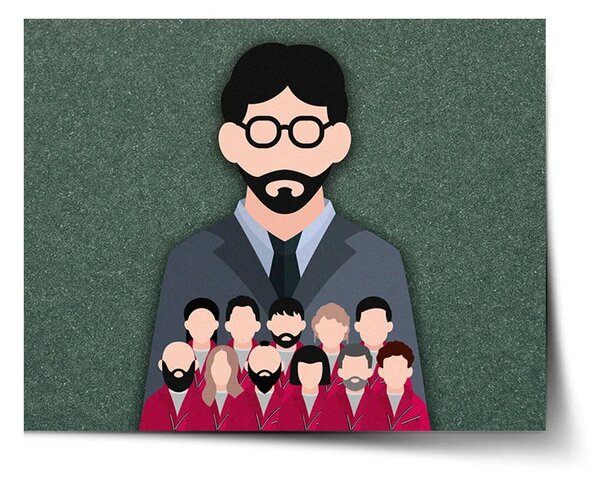 Sablio Plakát Money heist Profesor a jeho tým Zelená - 60x40 cm