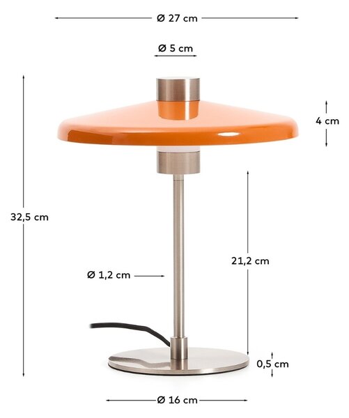 Kave Home Oranžová kovová stolní lampa Nuvira
