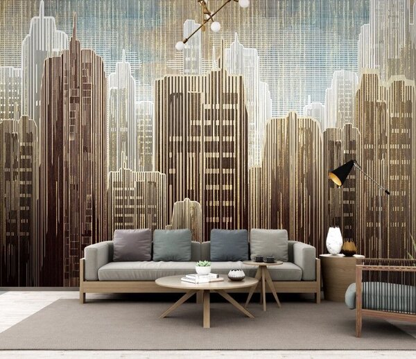 Fototapeta Panorama města s mnoha vysokými budovami, Geometrické 3D fototapety, Populární fototapety, u42742 - Tapeko.co.cz