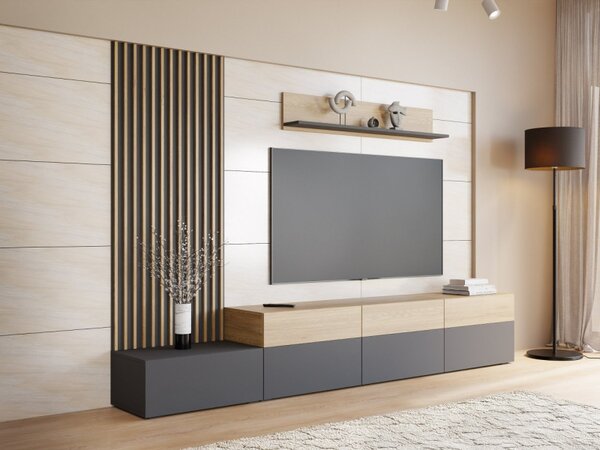 Obývací stěna Hikavo II, Barva dřeva: grafit / dub cremova 5903211471551