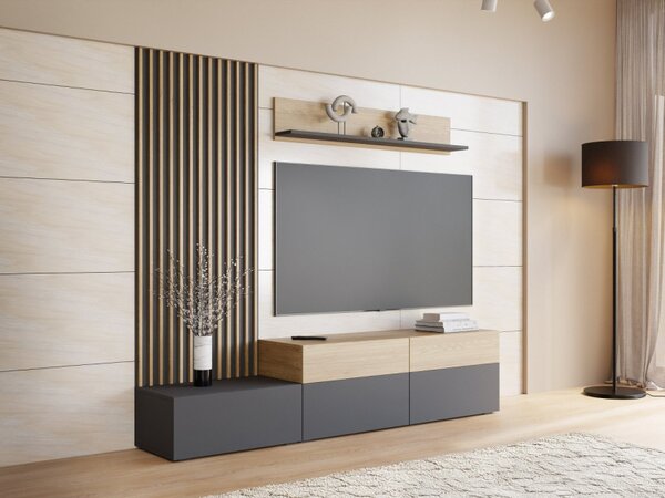 Obývací stěna Hikavo I, Barva dřeva: grafit / dub cremova 5903211471537
