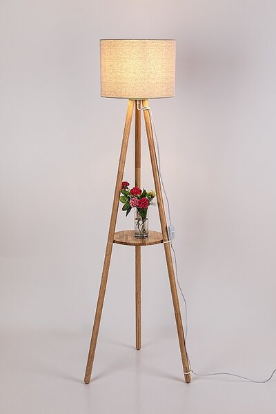 Rabalux 74108 stojací lampa Trevia E27 | s vypínačem | béžová