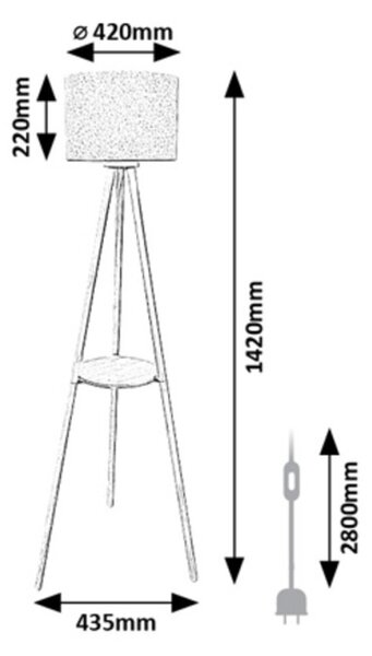 Rabalux 74108 stojací lampa Trevia E27 | s vypínačem | béžová