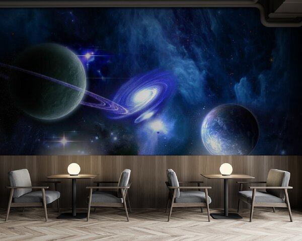 Fototapeta Planety ve vesmíru s planetami a hvězdami, Fototapety s expandujícím prostorem, Populární fototapety, u44665 - Tapeko.co.cz