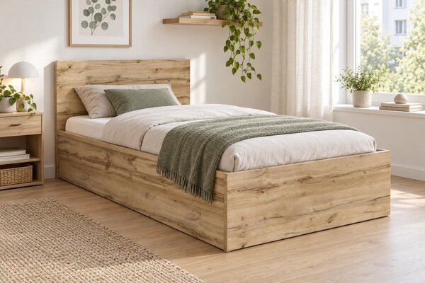 Jednolůžková postel 120 cm BRW Tetrix 6 (dub wotan) (s roštem) (s úl. prostorem)