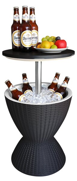 Relaxdays odkládací stolek s chladicí funkcí, 30 l, Cool Bar, VxØ: 57x48,5 cm, výkov nastavitelný, ratan, barový stolek, erný