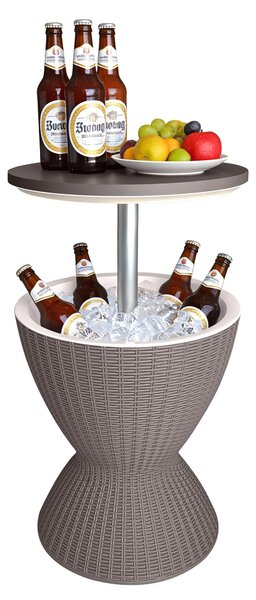 Relaxdays odkládací stolek s chladicí funkcí, 30 l, Cool Bar, VxØ: 57x48,5 cm, výkov nastavitelný, ratan, barový stolek, béový
