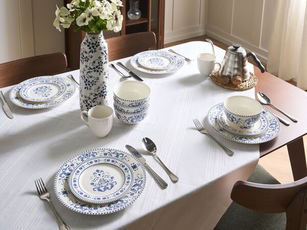 Sada 24 kusů nádobí GALANGAL Porcelán Bílá/Modrá