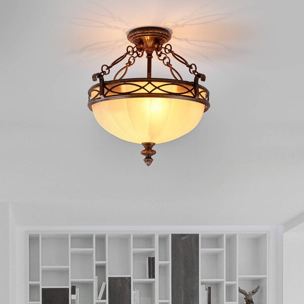 FEISS Přisazené stropní svítidlo Drawing Room 39,3cm, stmívatelný, Hnědá / rez, Obývací pokoj / jídelna, kov, Starožitný