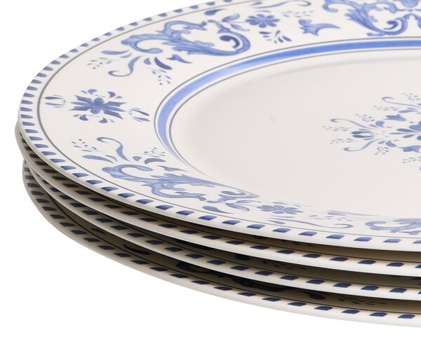 Sada 24 kusů nádobí GALANGAL Porcelán Bílá/Modrá