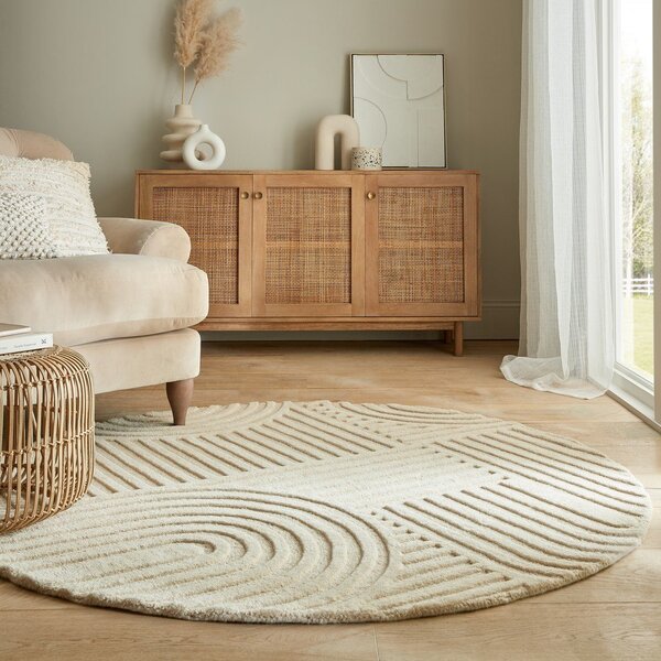 Béžový vlněný kulatý koberec ø 160 cm Zen Garden - Flair Rugs