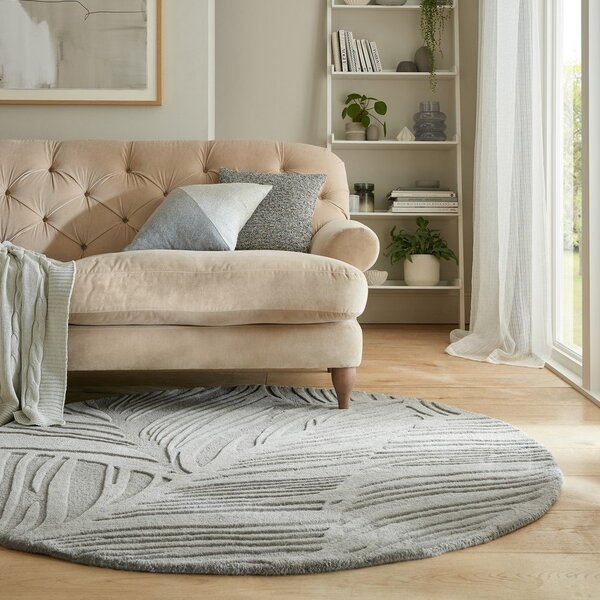 Šedý vlněný kulatý koberec ø 160 cm Leaf - Flair Rugs