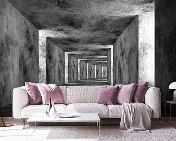 Fototapeta Místnost s betonovými stěnami a čtvercovým stropem, Fototapety s expandujícím prostorem, Populární fototapety, u45797 - Tapeko.co.cz
