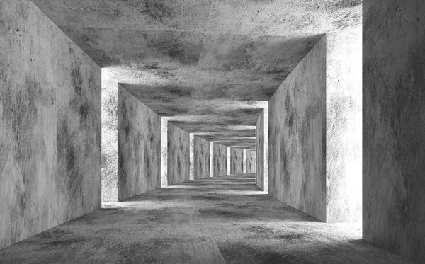 Fototapeta Místnost s betonovými stěnami a čtvercovým stropem, Fototapety s expandujícím prostorem, Populární fototapety, u45797 - Tapeko.co.cz