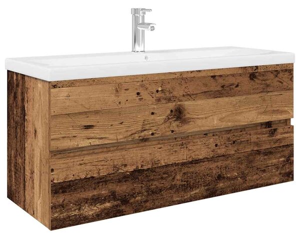 Umyvadlová skříňka s vestavěným umyvadlem a baterie staré dřevo 3328937
