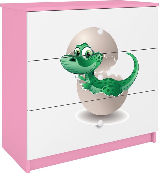 Dětská komoda Little Dino v růžové barvě Babydreams