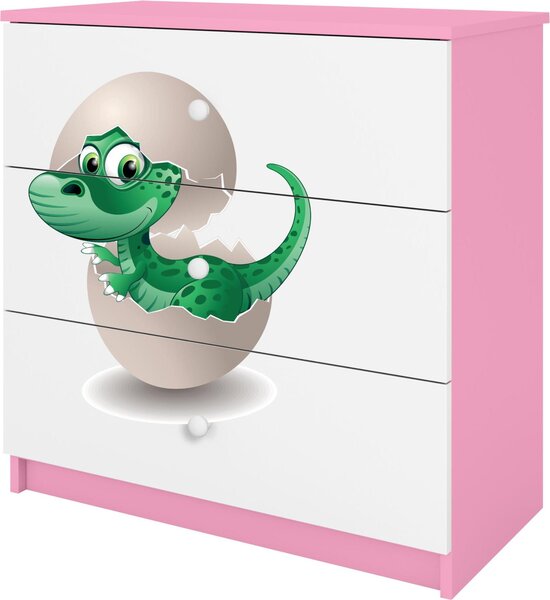 Dětská komoda Little Dino v růžové barvě Babydreams