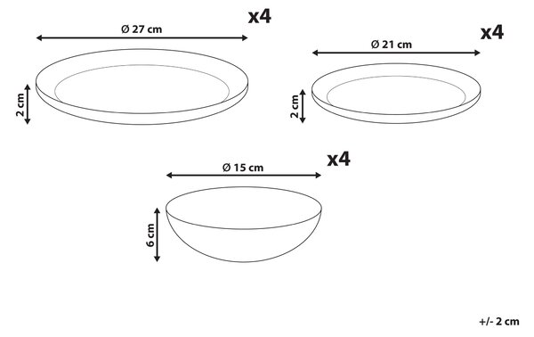Sada 12 kusů nádobí TARRAGON Porcelán Bílá/Zelená
