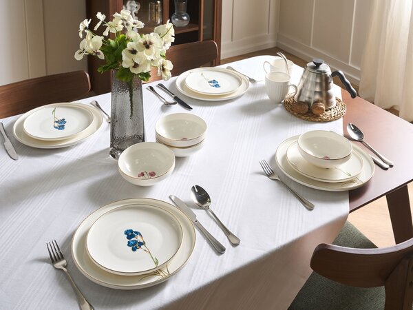 Sada 24 kusů nádobí HYSSOP Porcelán Bílá