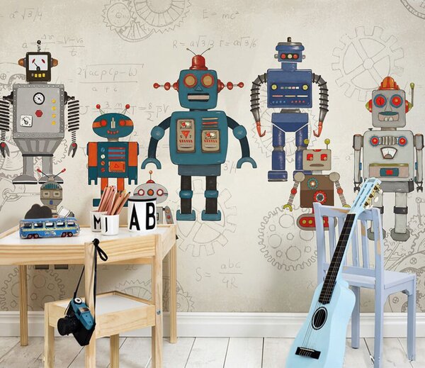 Fototapeta Skupina robotů s matematickými rovnicemi, Dětské fototapety, Populární fototapety, u46535 - Tapeko.co.cz