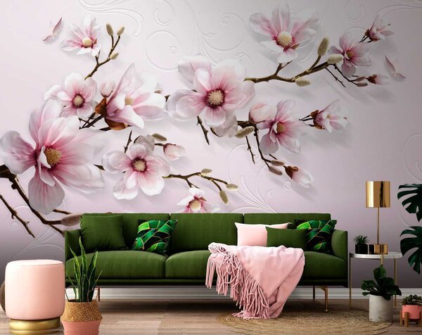 Fototapeta Jemné květy na jemném růžovém pozadí, Designové fototapety na zeď, Populární fototapety, u47486 - Tapeko.co.cz