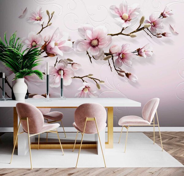 Fototapeta Jemné květy na jemném růžovém pozadí, Designové fototapety na zeď, Populární fototapety, u47486 - Tapeko.co.cz